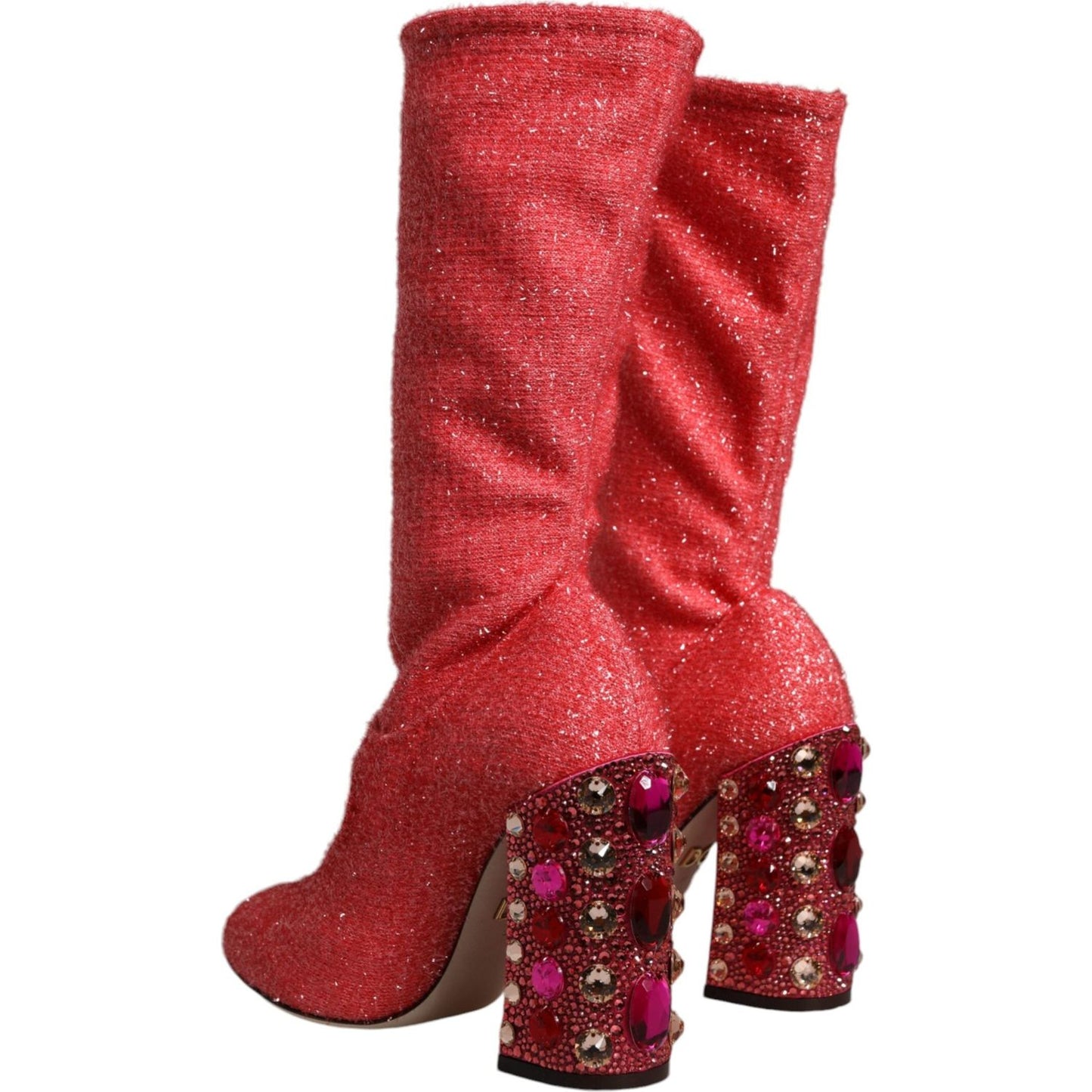 Dolce & Gabbana Pink Crystal Lurex Fantasy High Boots Shoes Dolce & Gabbana