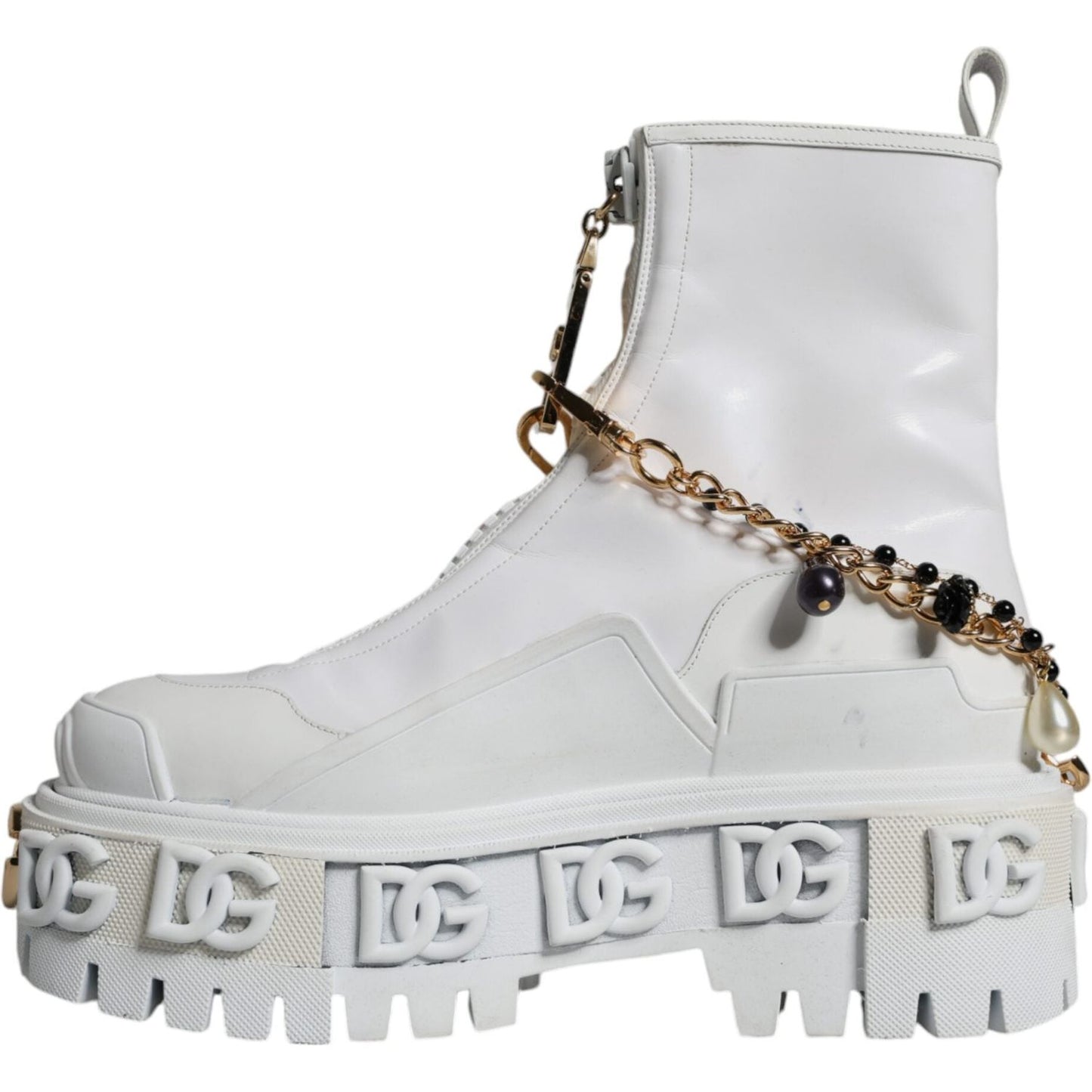 Dolce & Gabbana White Rubber Embellished Logo Ankle Boots Shoes Dolce & Gabbana