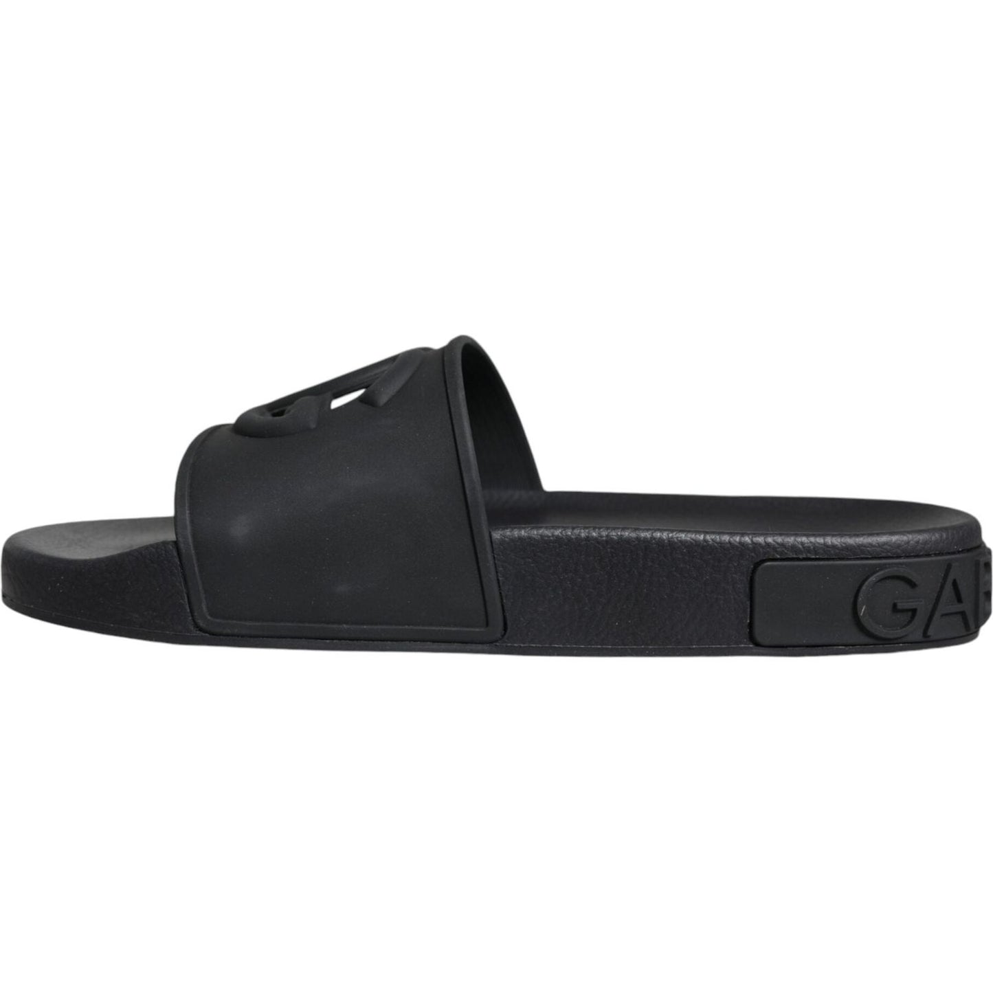 Dolce & Gabbana Black Rubber Slides Sandals Beachwear Shoes Dolce & Gabbana