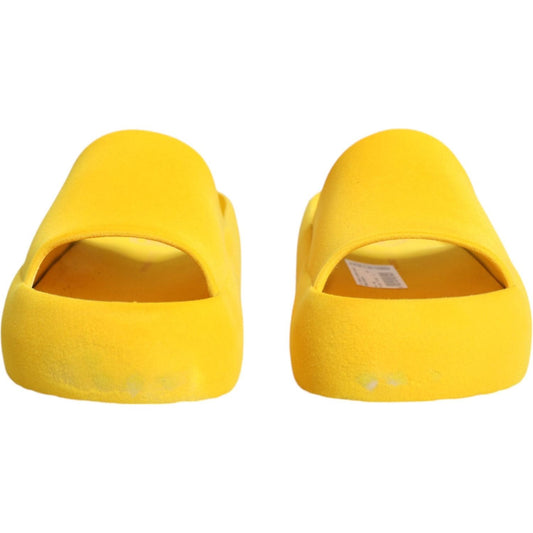 Dolce & Gabbana Yellow Rubber Slides Sandals Beachwear Shoes Dolce & Gabbana