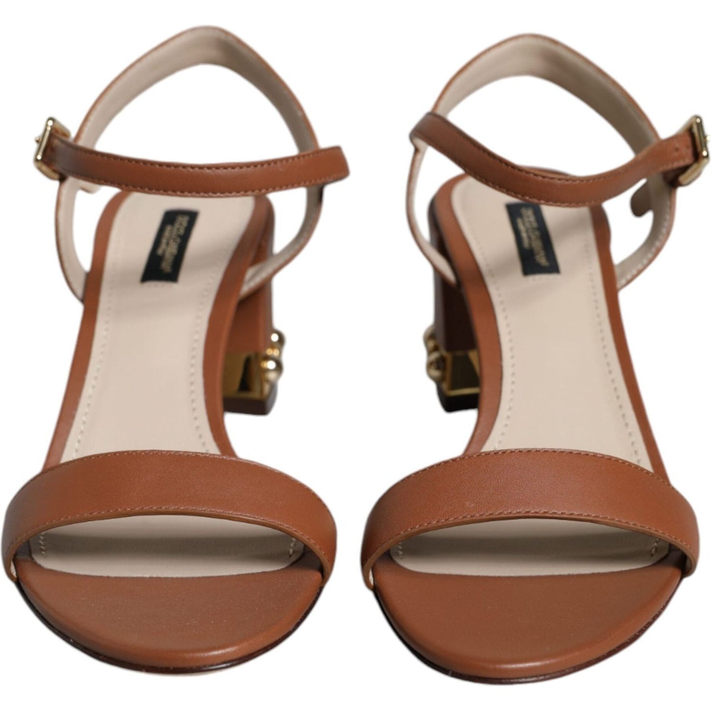 Dolce & Gabbana Brown Leather Ankle Strap Sandals Shoes Dolce & Gabbana