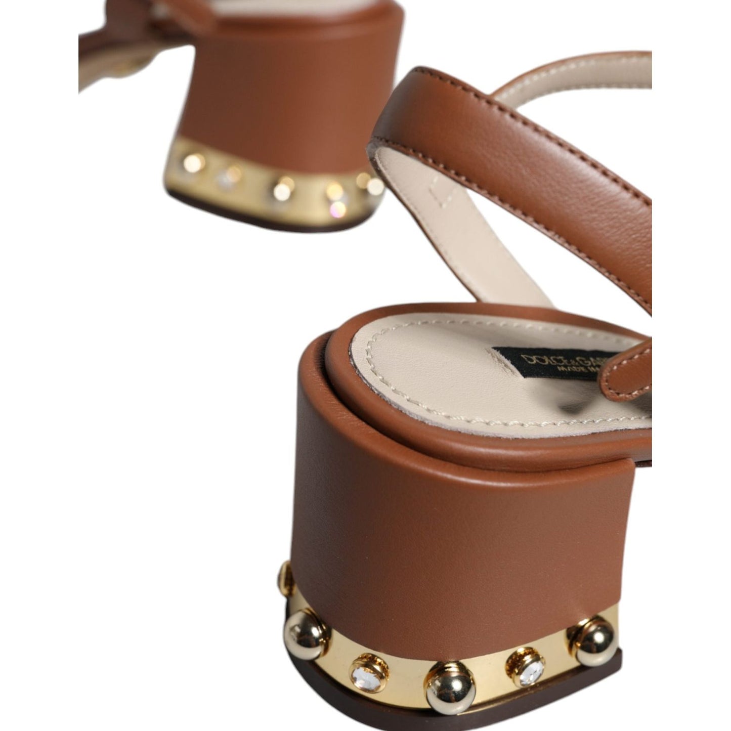 Dolce & Gabbana Brown Leather Ankle Strap Sandals Shoes Dolce & Gabbana