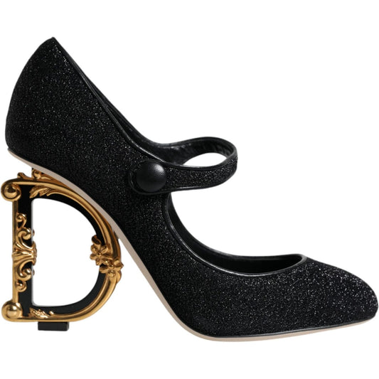 Dolce & Gabbana Black Suede Mary Jane Heel Sandals Shoes Dolce & Gabbana