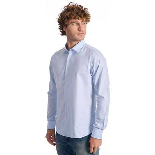 Baldinini Trend Light Blue Cotton Men Shirt Baldinini Trend