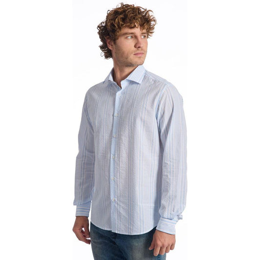 Baldinini Trend Light Blue Cotton Shirt Baldinini Trend