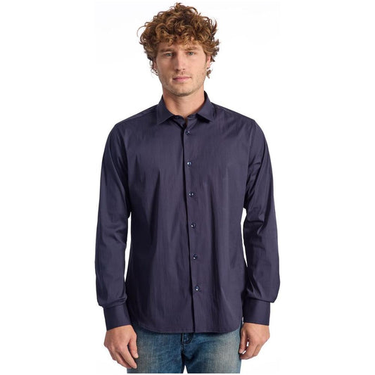 Baldinini Trend Blue Cotton Men Shirt Baldinini Trend