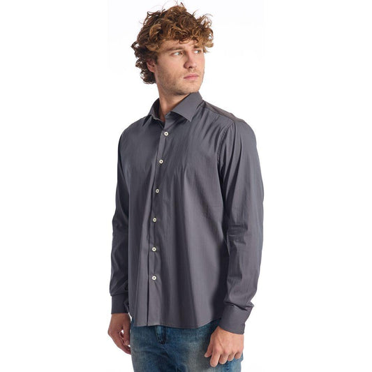 Baldinini Trend Gray Cotton Men Shirt Baldinini Trend