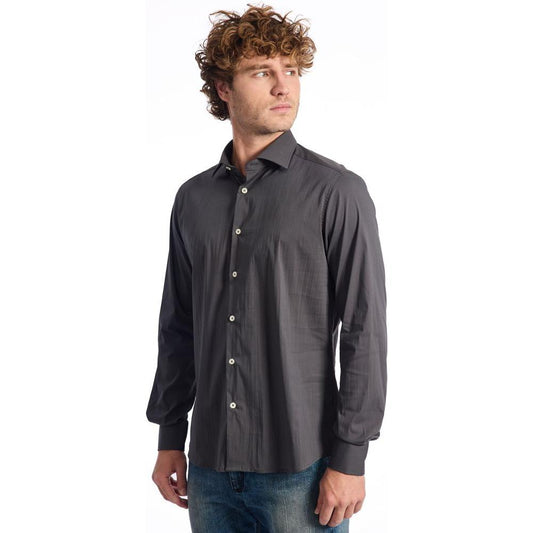 Baldinini Trend Gray Cotton Men Shirt Baldinini Trend