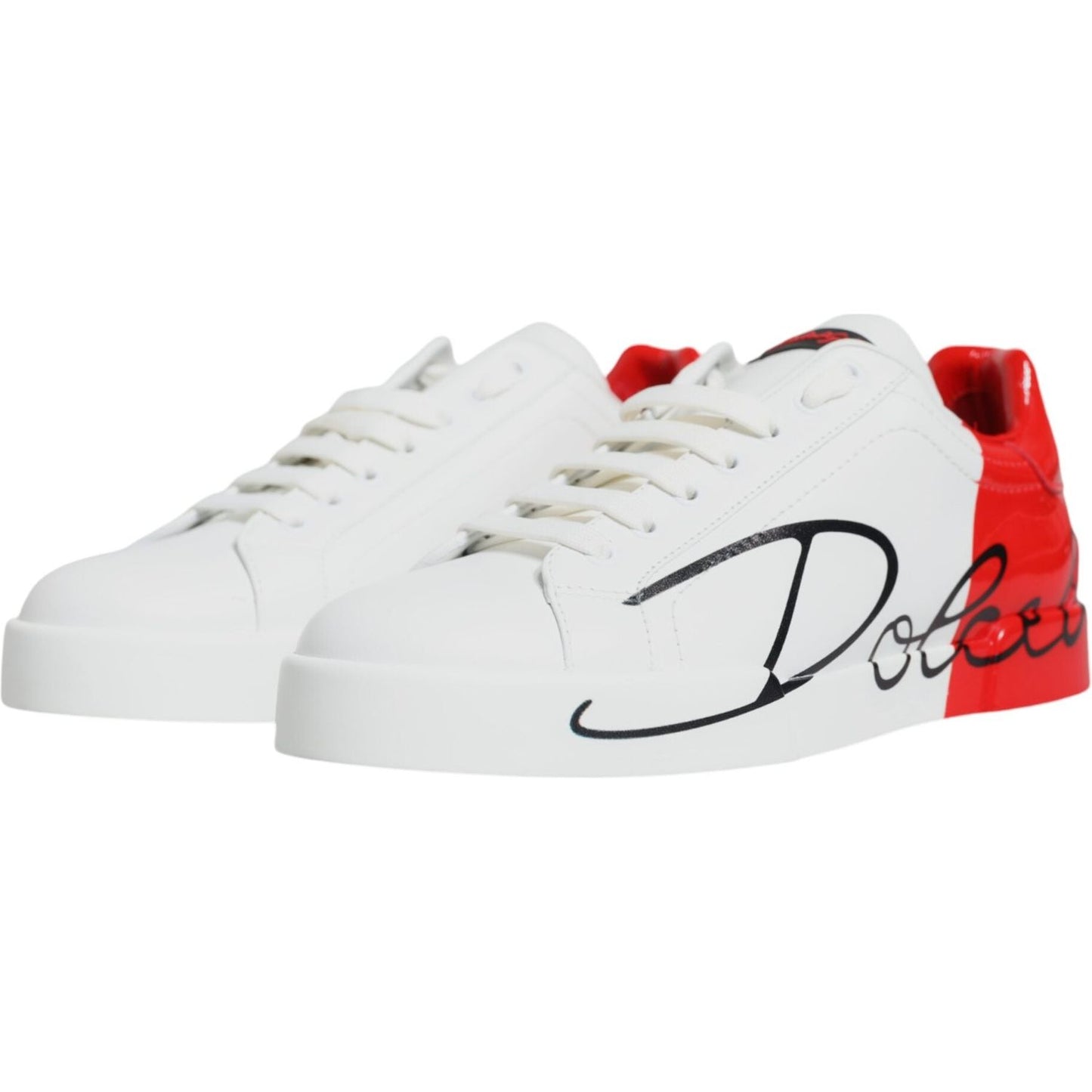 Dolce & Gabbana White Red Portofino Low Top Sneakers Shoes Dolce & Gabbana