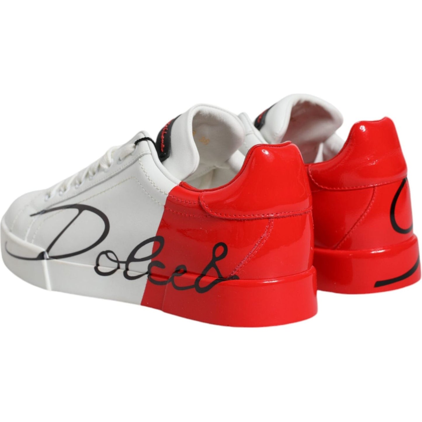 Dolce & Gabbana White Red Portofino Low Top Sneakers Shoes Dolce & Gabbana