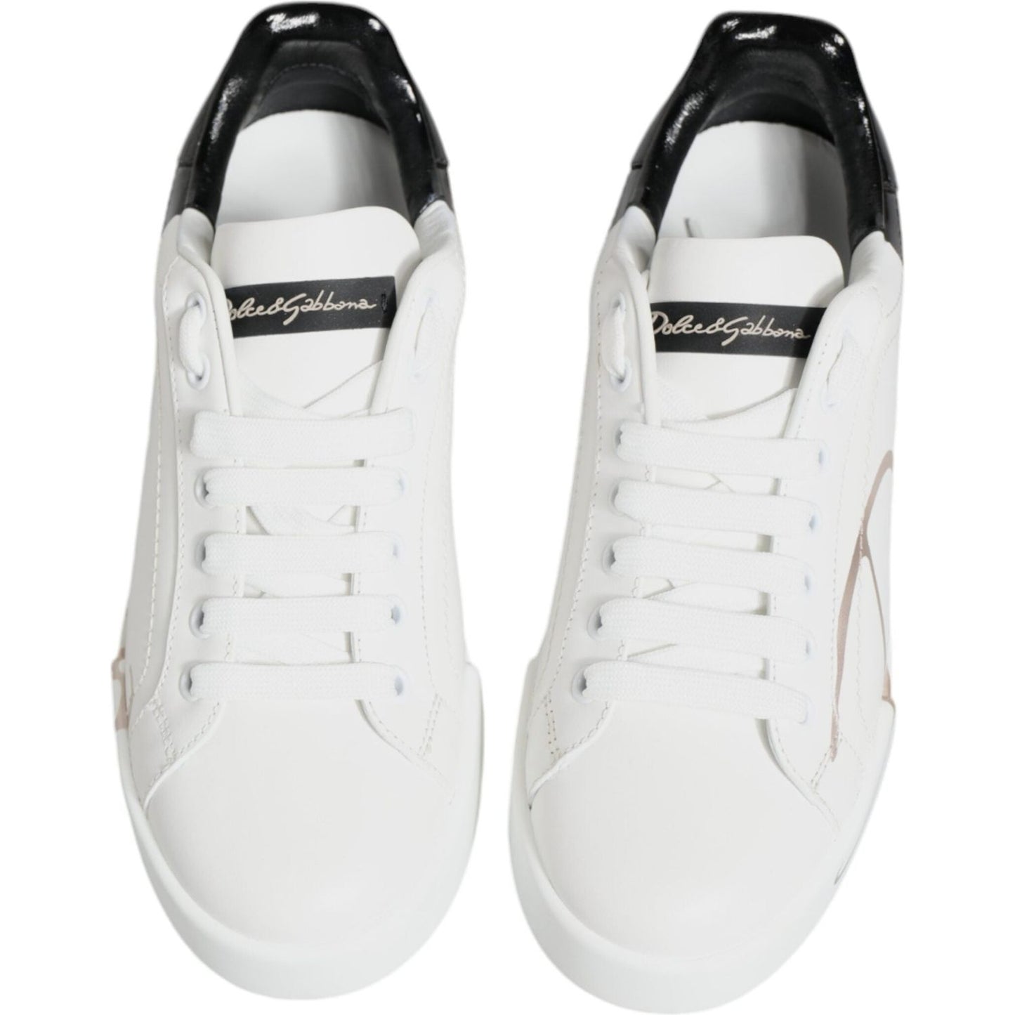 Dolce & Gabbana White Black Portofino Low Top Sneakers Shoes Dolce & Gabbana