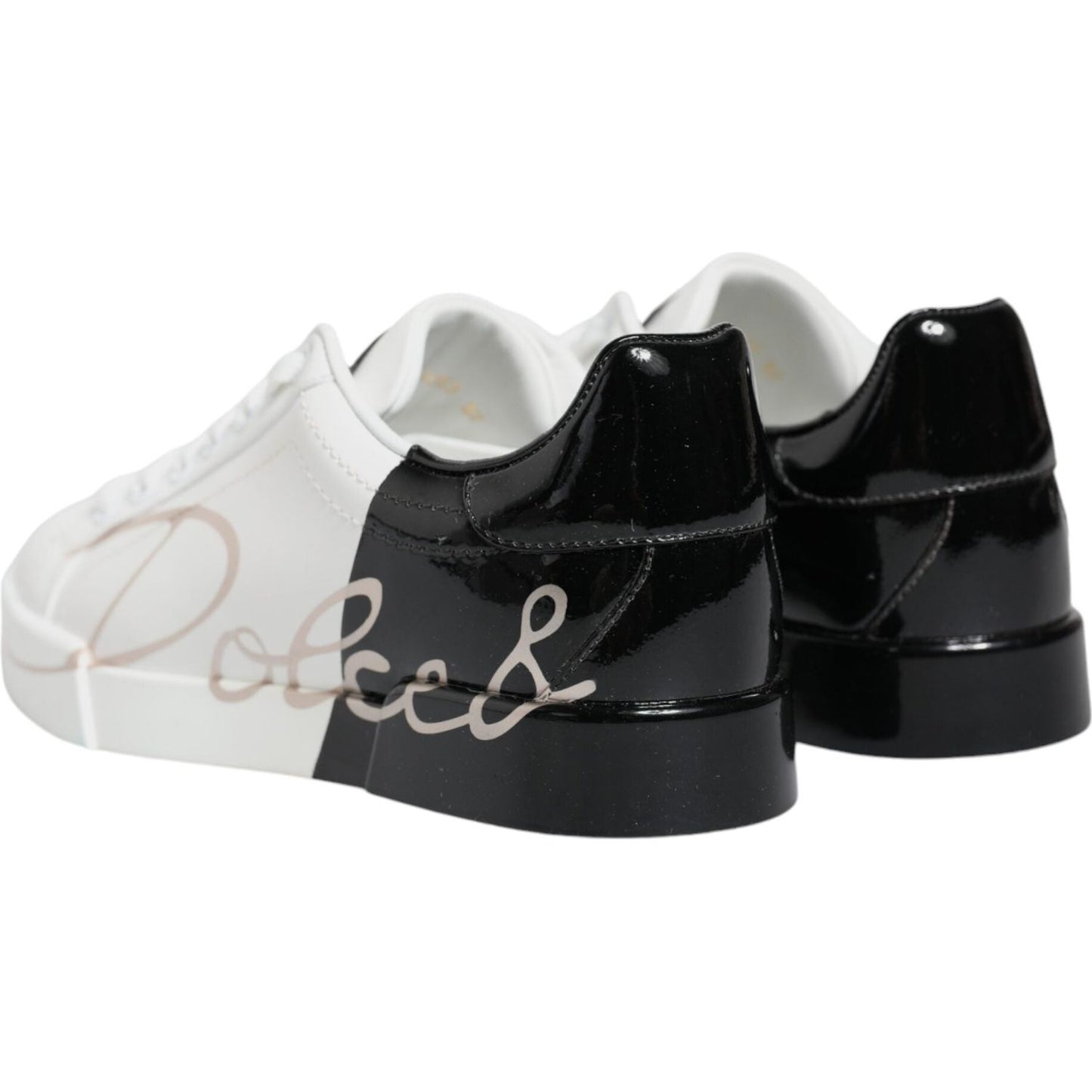 Dolce & Gabbana White Black Portofino Low Top Sneakers Shoes Dolce & Gabbana