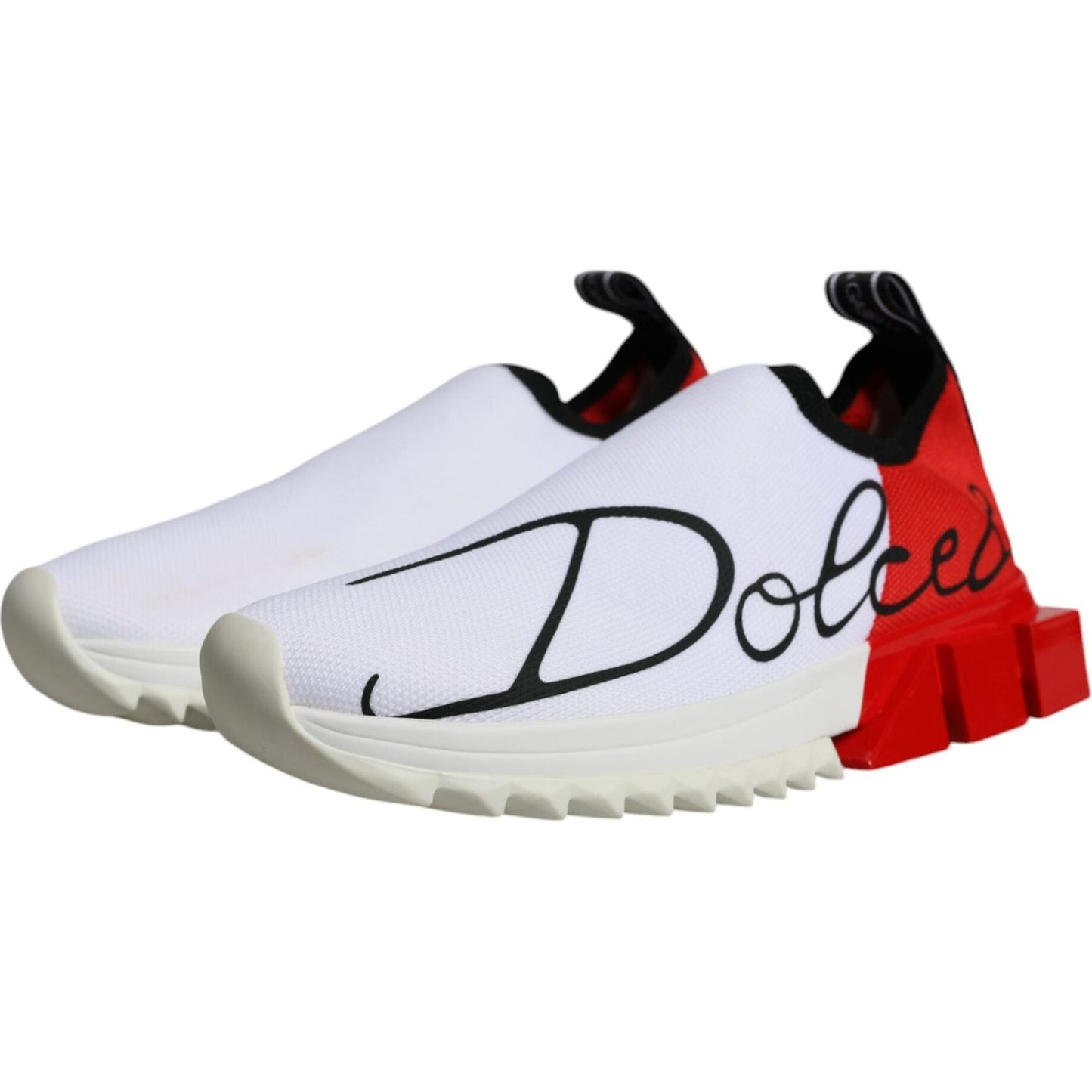 Dolce & Gabbana White Red Low Top Sorrento Men Sneakers Shoes Dolce & Gabbana