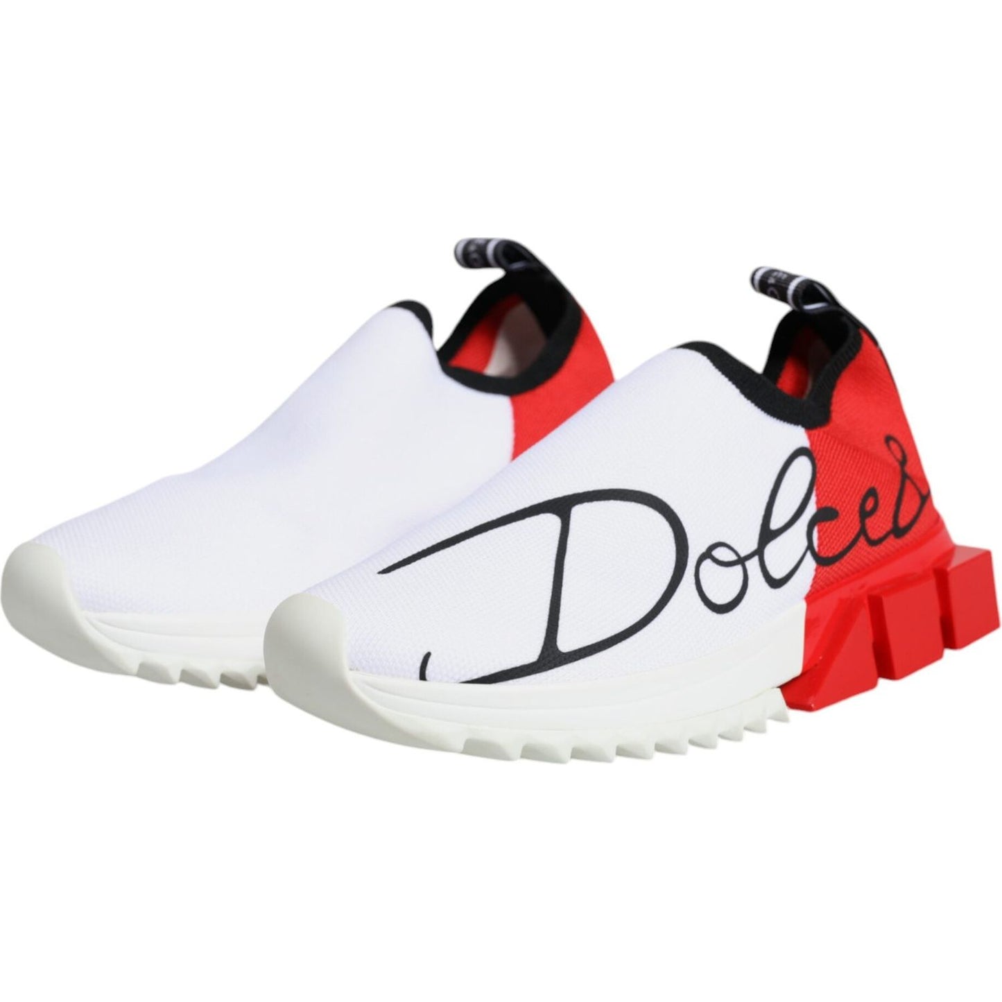 Dolce & Gabbana White Red Low Top Sorrento Men Sneakers Shoes Dolce & Gabbana