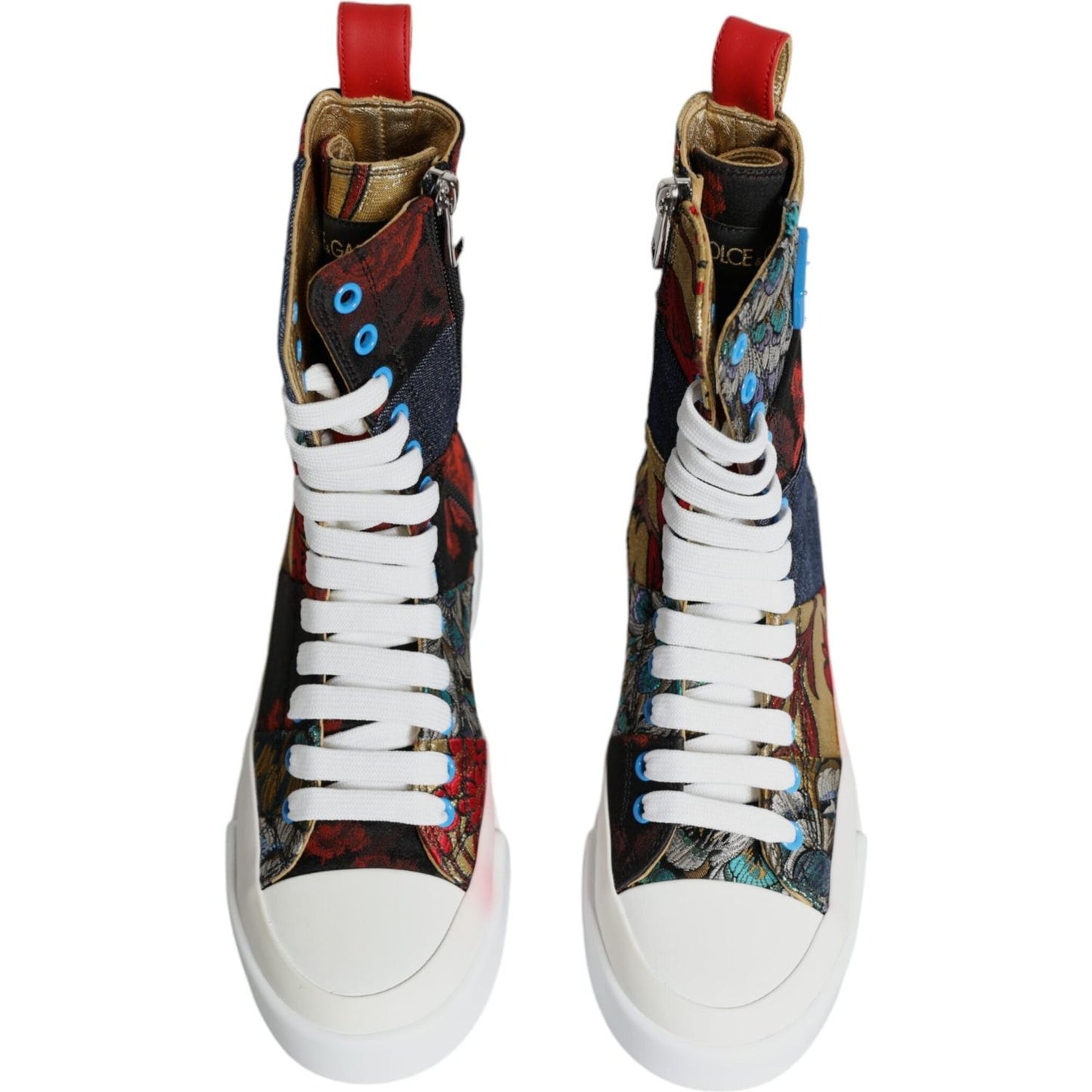 Dolce & Gabbana Multicolor Patchwork Logo High Top Sneakers Shoes Dolce & Gabbana