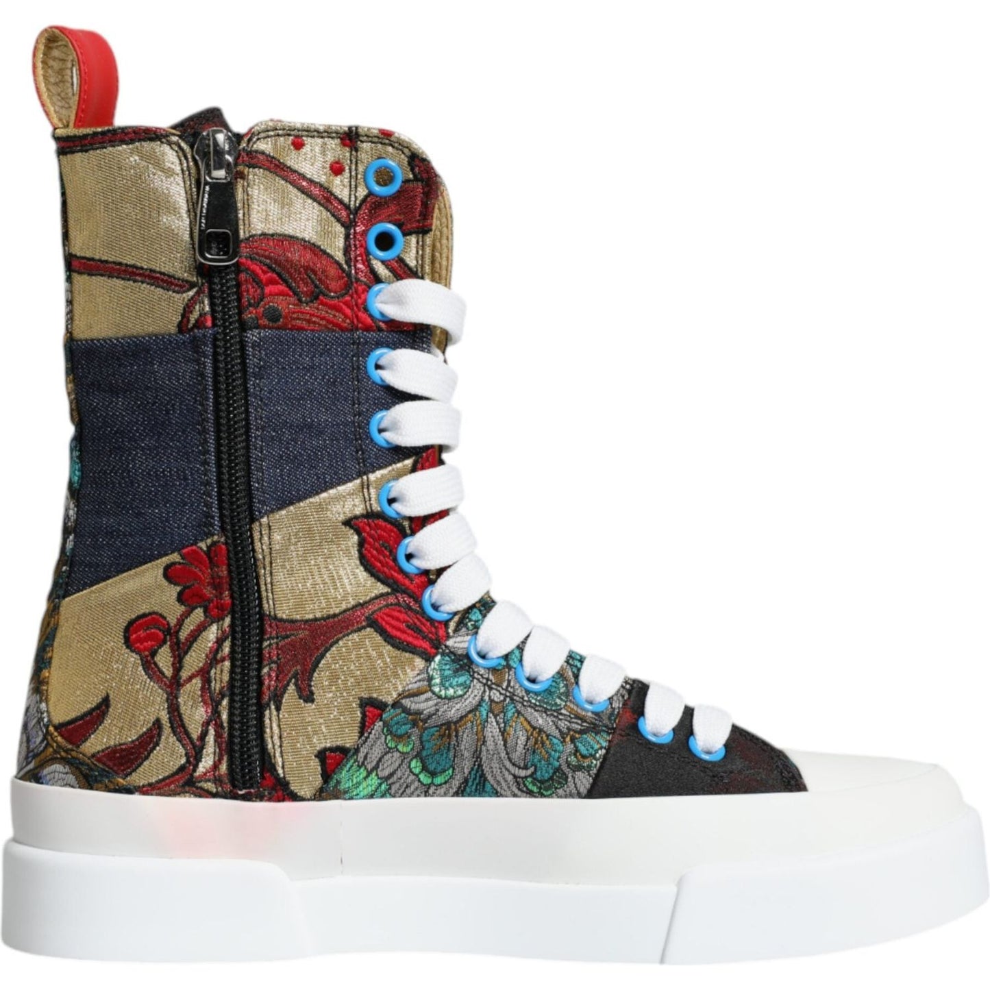 Dolce & Gabbana Multicolor Patchwork Logo High Top Sneakers Shoes Dolce & Gabbana