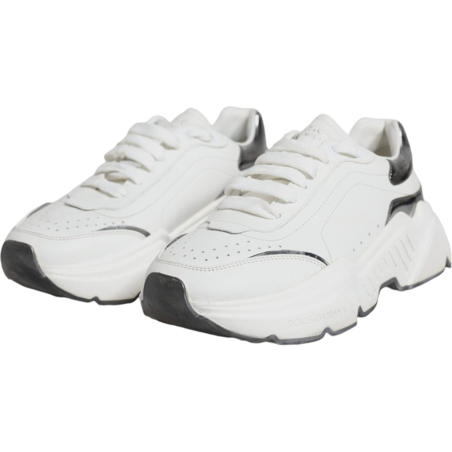 Dolce & Gabbana Silver White Daymaster Low Top Sneakers Shoes Dolce & Gabbana