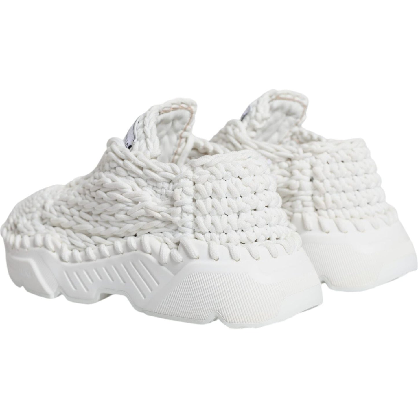 Dolce & Gabbana White Knitted Daymaster Sneakers Shoes Dolce & Gabbana