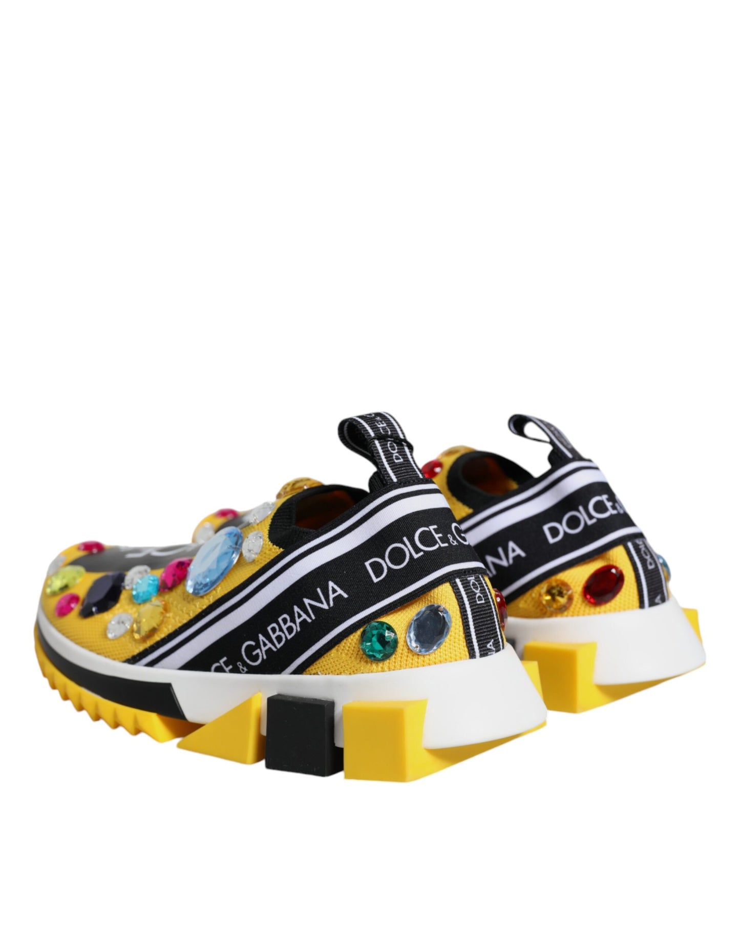 Dolce & Gabbana Yellow Sorrento Crystals Low Top Sneakers Shoes Dolce & Gabbana