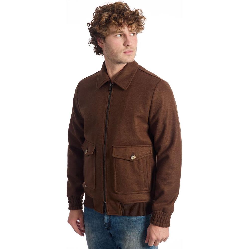 Roberto Pepe Luxury Brown Wool Men Jacket