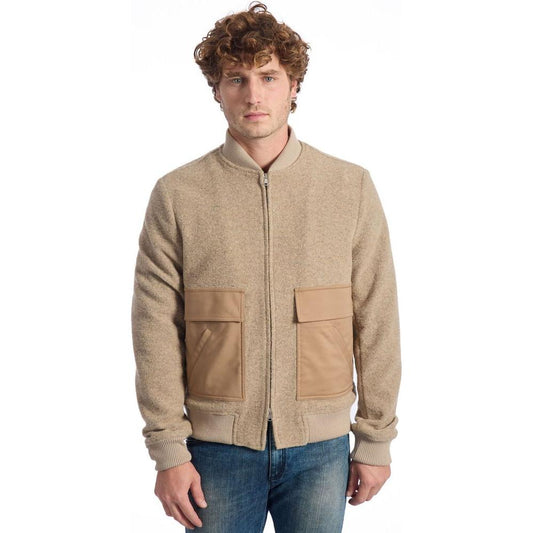 Roberto Pepe Luxury Beige Wool Men Jacket Roberto Pepe Luxury