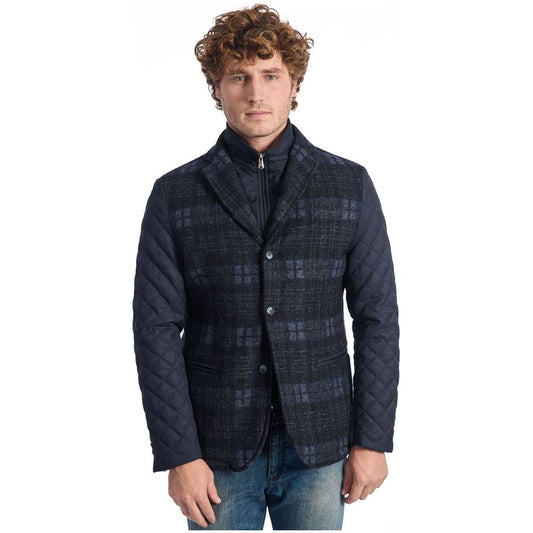 Roberto Pepe Luxury Blue Wool Men's Jacket Roberto Pepe Luxury