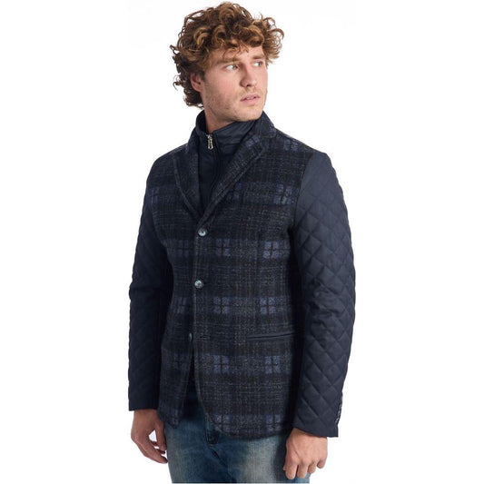 Roberto Pepe Luxury Blue Wool Men's Jacket Roberto Pepe Luxury