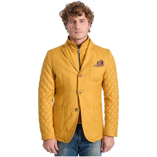 Roberto Pepe Luxury Yellow Wool Men Jacket Roberto Pepe Luxury