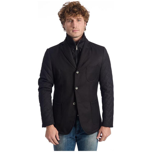 Roberto Pepe Luxury Black Wool Men Jacket Roberto Pepe Luxury