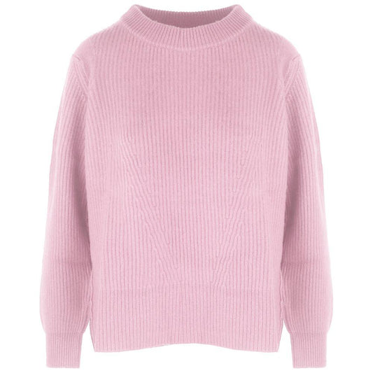 Malo Pink Cashmere Women Sweater with Ribbed Embroidery Malo