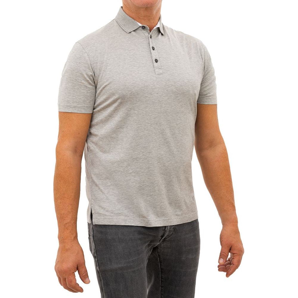 Corneliani Gray Cotton Polo Shirt Corneliani