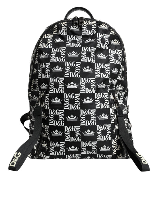 Dolce & Gabbana Black White DG Crown Logo Nylon Backpack Bag Dolce & Gabbana