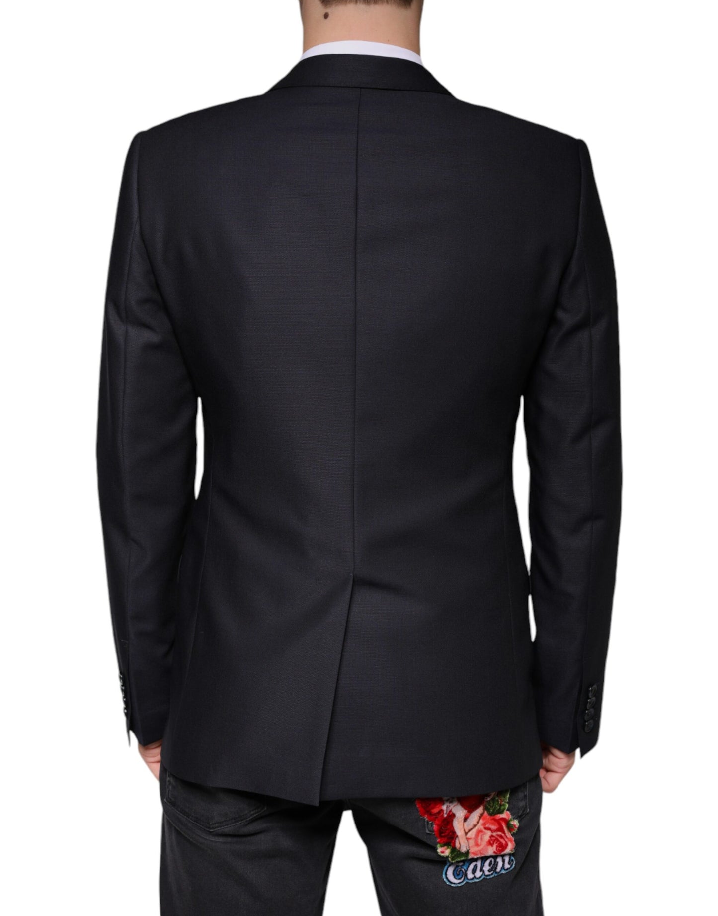 Dolce & Gabbana Black Wool Single Breasted Dress Coat Blazer Dolce & Gabbana