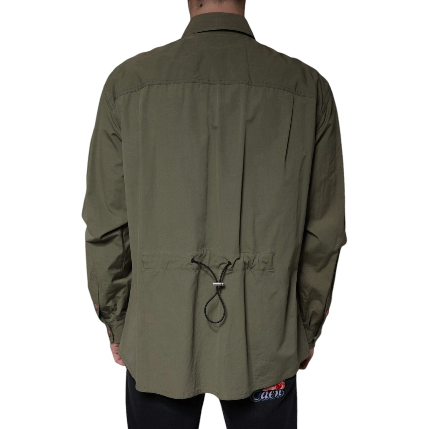 Dolce & Gabbana Military Green Cotton Bend Collared Coat Jacket Dolce & Gabbana