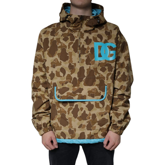 Dolce & Gabbana Brown Camouflage Hooded Pullover Jacket Dolce & Gabbana