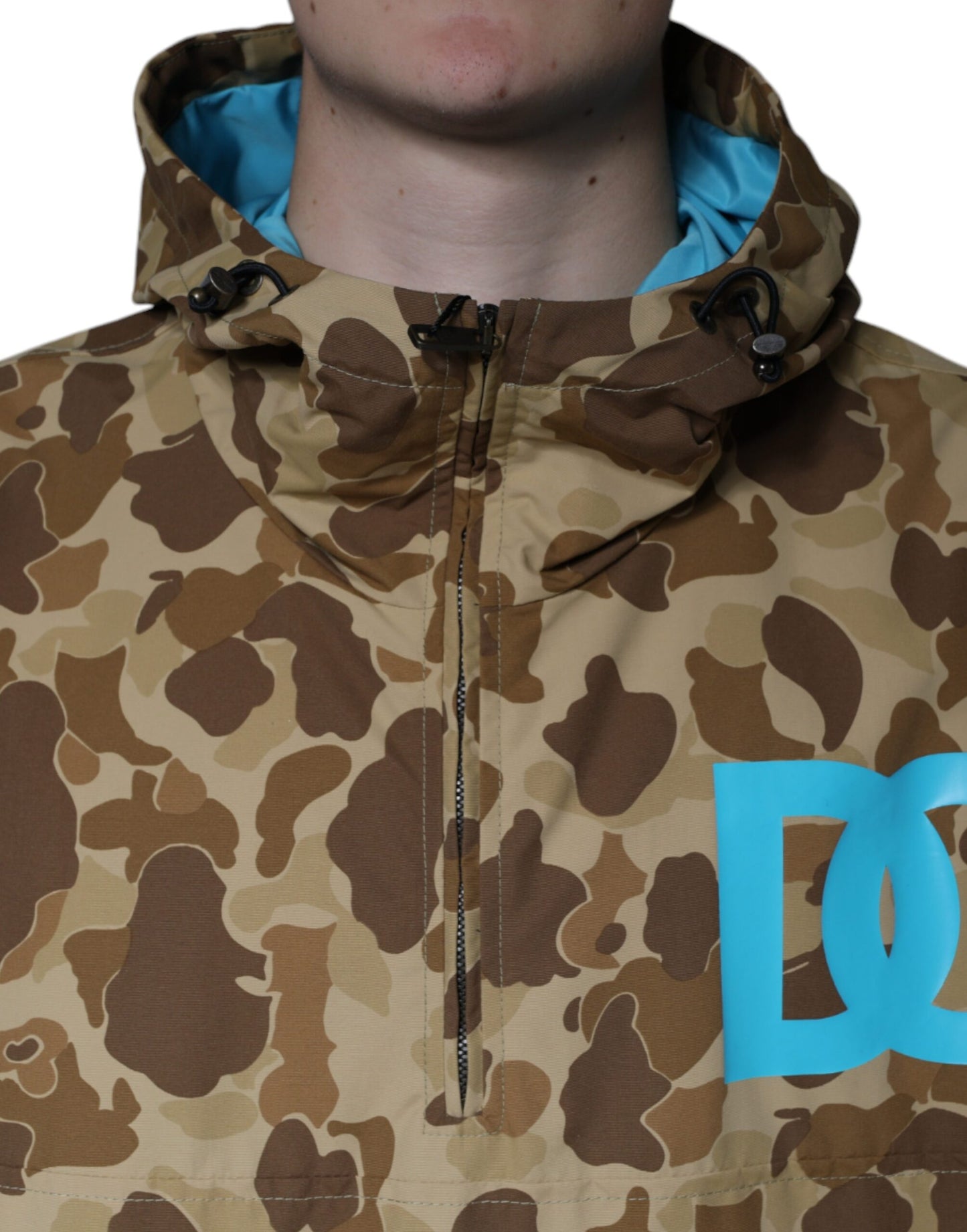 Dolce & Gabbana Brown Camouflage Hooded Pullover Jacket Dolce & Gabbana