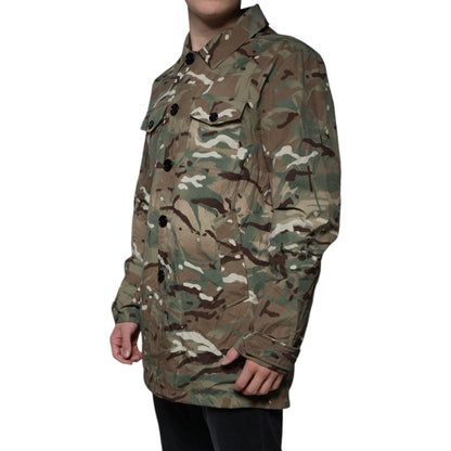 Dolce & Gabbana Multicolor Camouflage Collared Coat Jacket