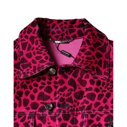 Dolce & Gabbana Fuchsia Leopard Button Down Collared Jacket