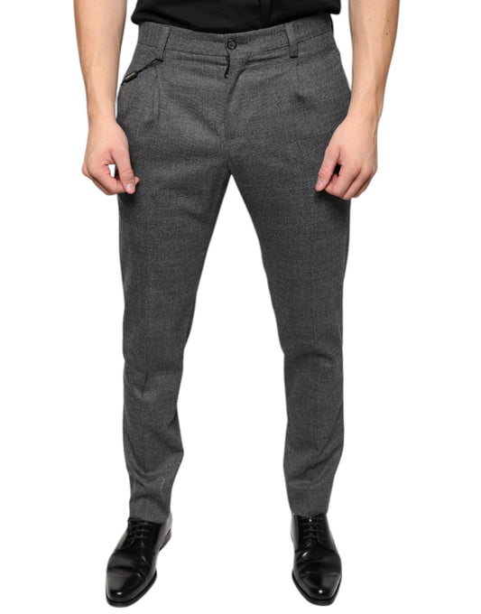 Dolce & Gabbana Gray Check Tartan Wool Skinny Pants Dolce & Gabbana