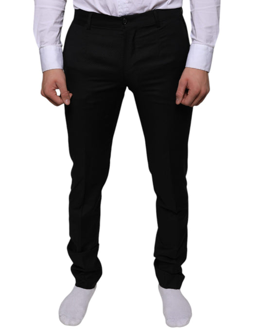 Dolce & Gabbana Black Wool Skinny Dress Formal Pants Dolce & Gabbana