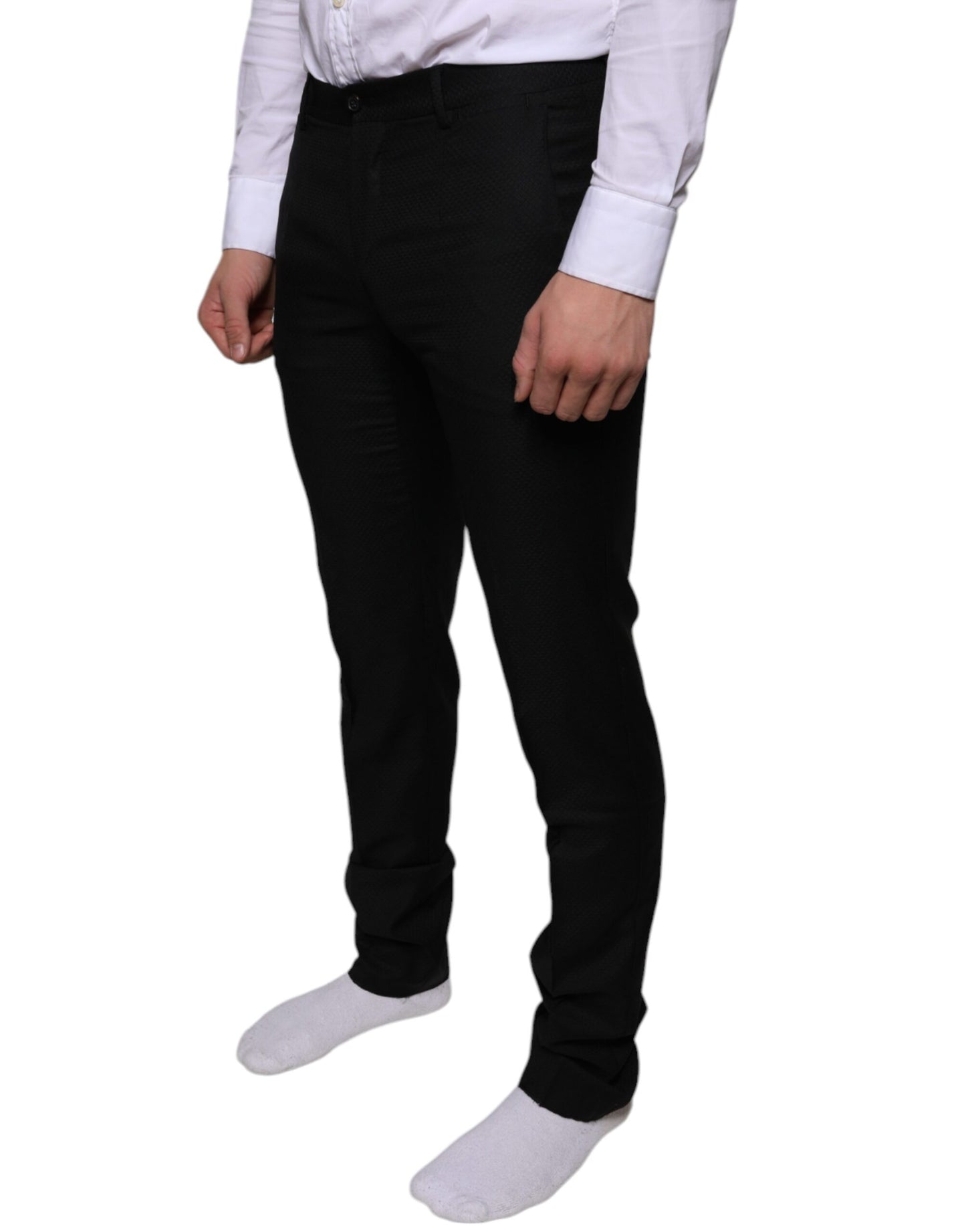 Dolce & Gabbana Black Wool Skinny Dress Formal Pants Dolce & Gabbana