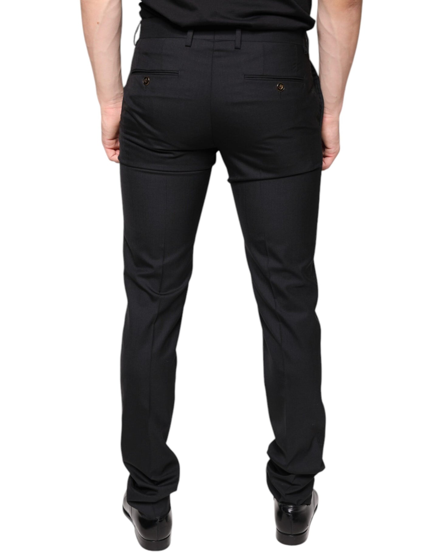 Dolce & Gabbana Black Wool Skinny Men Dress Pants Dolce & Gabbana