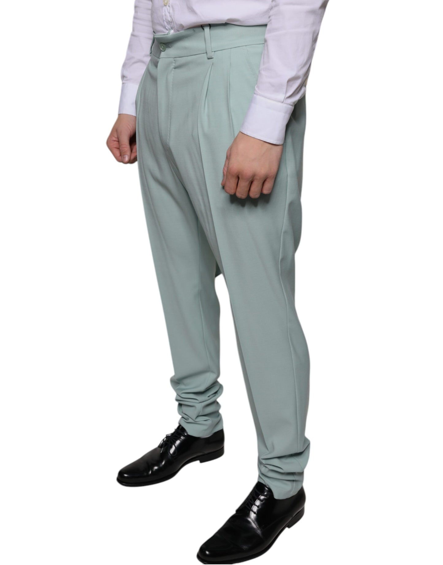 Dolce & Gabbana Mint Green Cotton Dress Pants Dolce & Gabbana