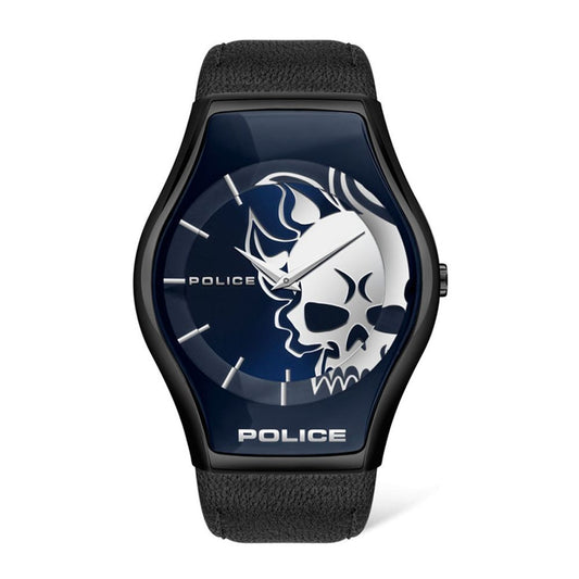 Police Black Leather Watch Police