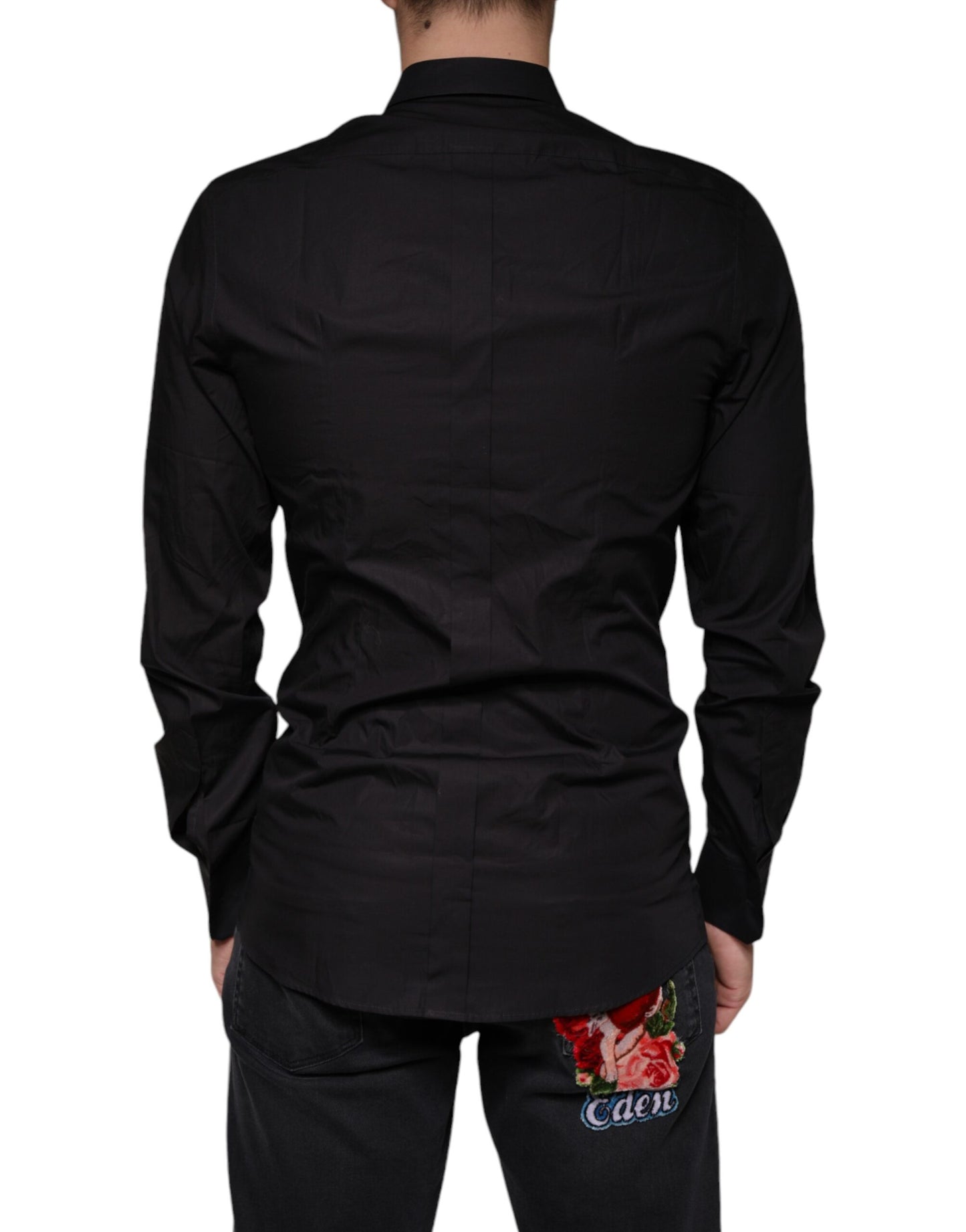 Dolce & Gabbana Black King Crown Embroidered GOLD Dress Shirt Dolce & Gabbana