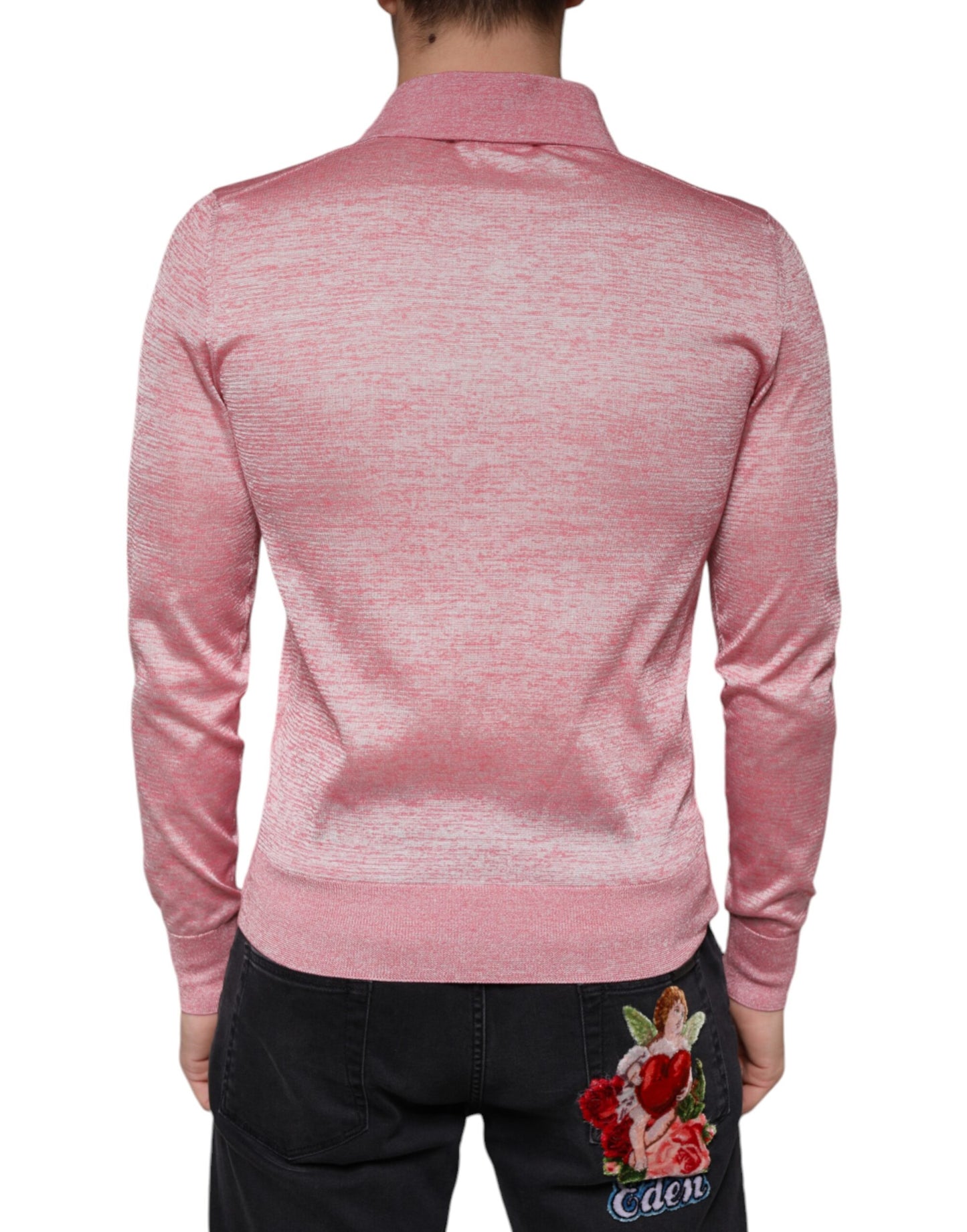 Dolce & Gabbana Pink Polyester Long Sleeve Men Polo T-shirt Dolce & Gabbana