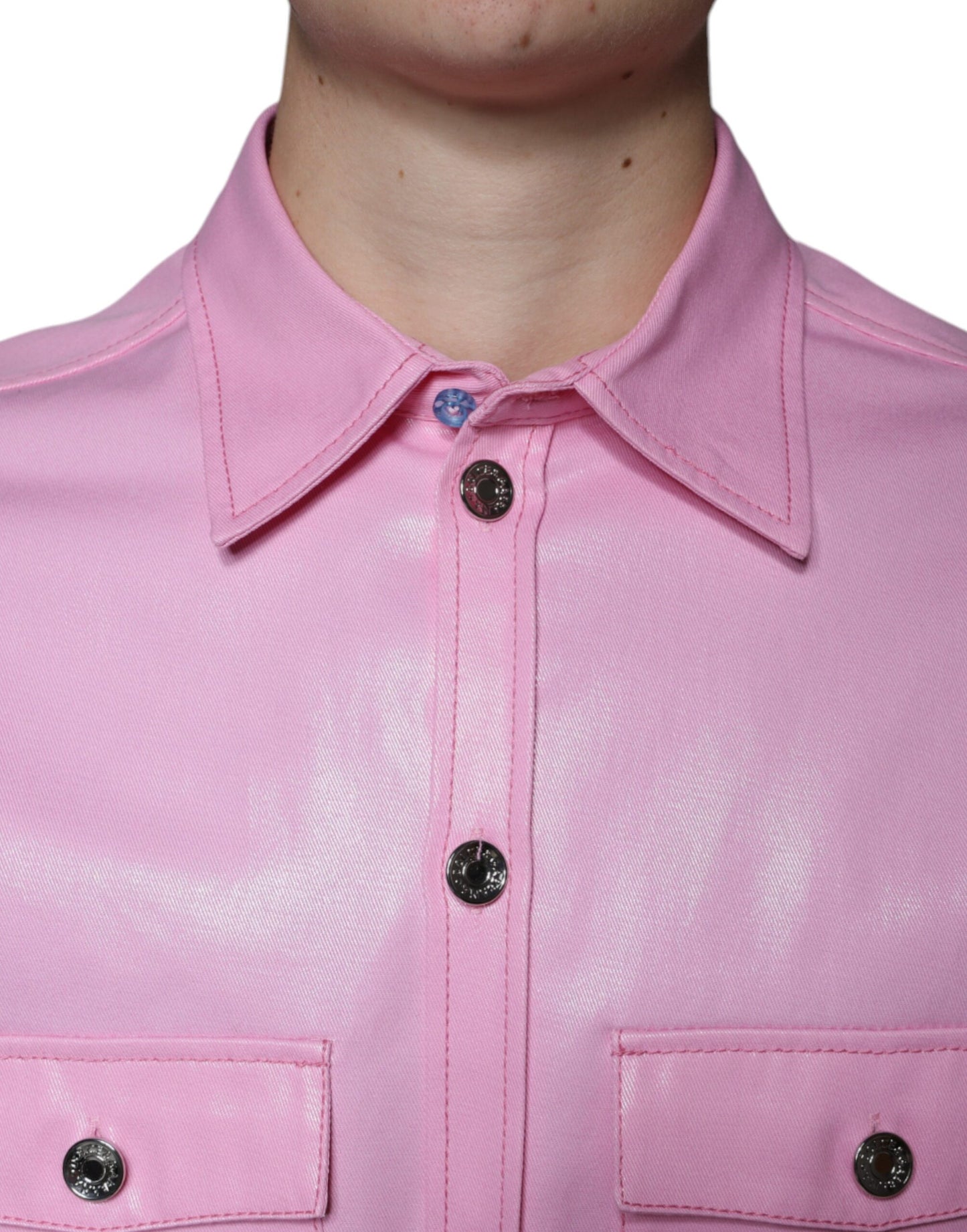 Dolce & Gabbana Pink Cotton Collared Button Down Shirt Dolce & Gabbana