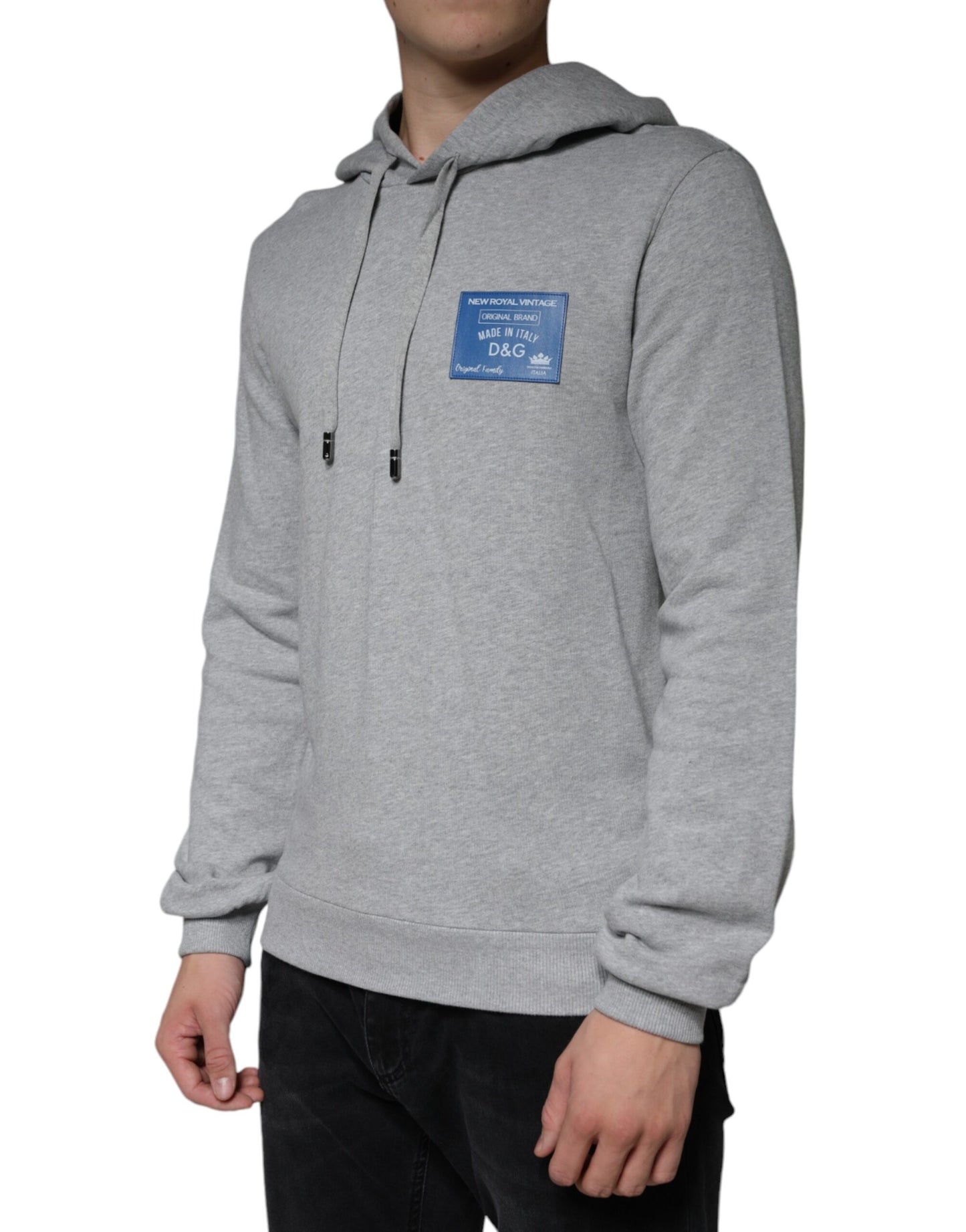 Dolce & Gabbana Gray Cotton Logo Hooded Sweatshirt Sweater Dolce & Gabbana