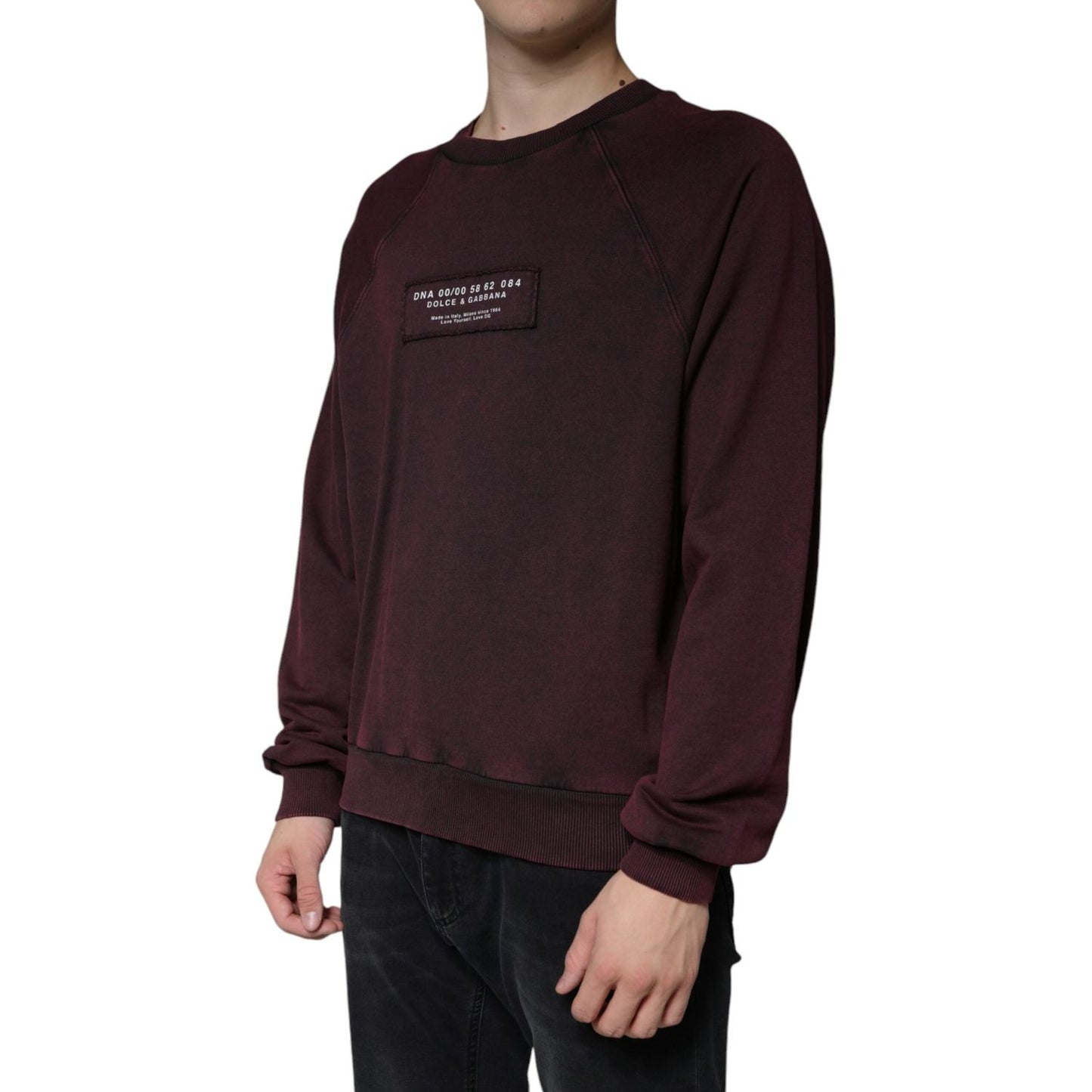 Dolce & Gabbana Maroon Logo Crew Neck Men Sweatshirt Sweater Dolce & Gabbana