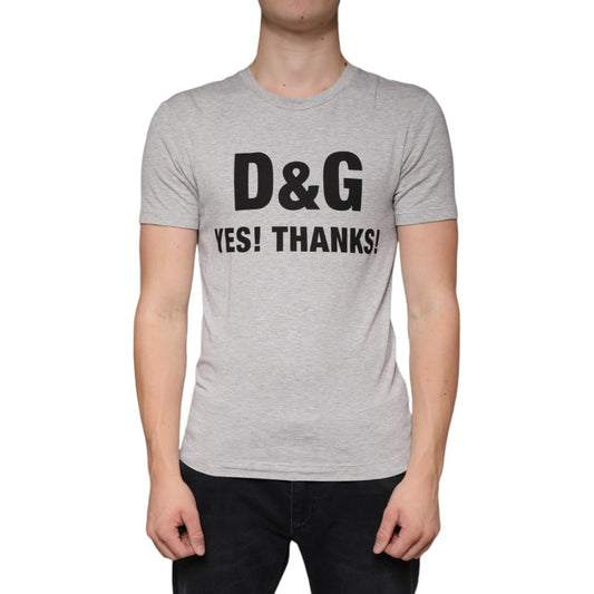 Dolce & Gabbana Gray Logo Print Crewneck Short Sleeve T-shirt Dolce & Gabbana